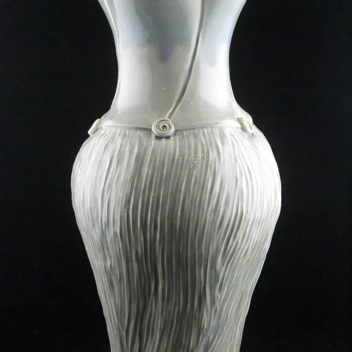 Graceful Gown Vase, Ice Blue/Sage